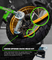 Testa d'anatra sostitutiva per ruote a raggi incrociati (BMW GS, ecc.) per smontagomme Rabaconda per moto stradali